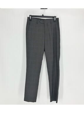 ZNT18 Mens Dress Pants Size 29 Flat Front Gray Plaid  NWOT